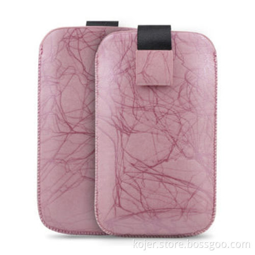 Leather Mobile Phone Case with Hidden Magnetic Button and Retractable Pull-tab